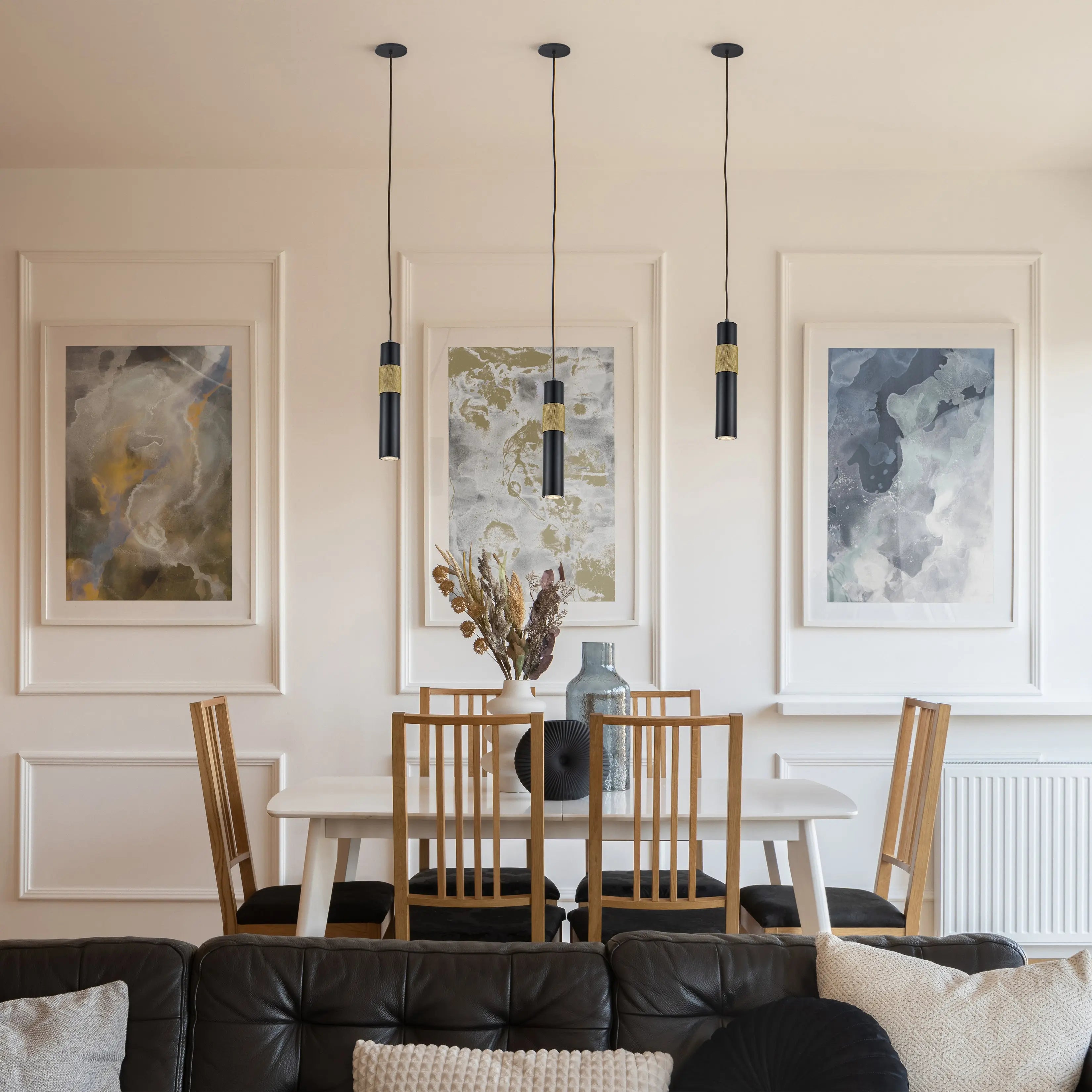 Dainolite 1 Light Halogen Pendant Matte Black/Aged Brass