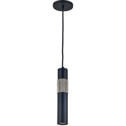 Dainolite 1 Light Halogen Pendant Matte Black/Satin Chrome