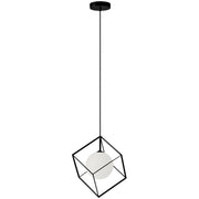 Dainolite 1 Light Halogen Pendant, Matte Black Finish with Opal Glass