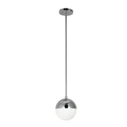 Dainolite 1 Light Halogen Pendant, Polished Chrome Finish with White Glass