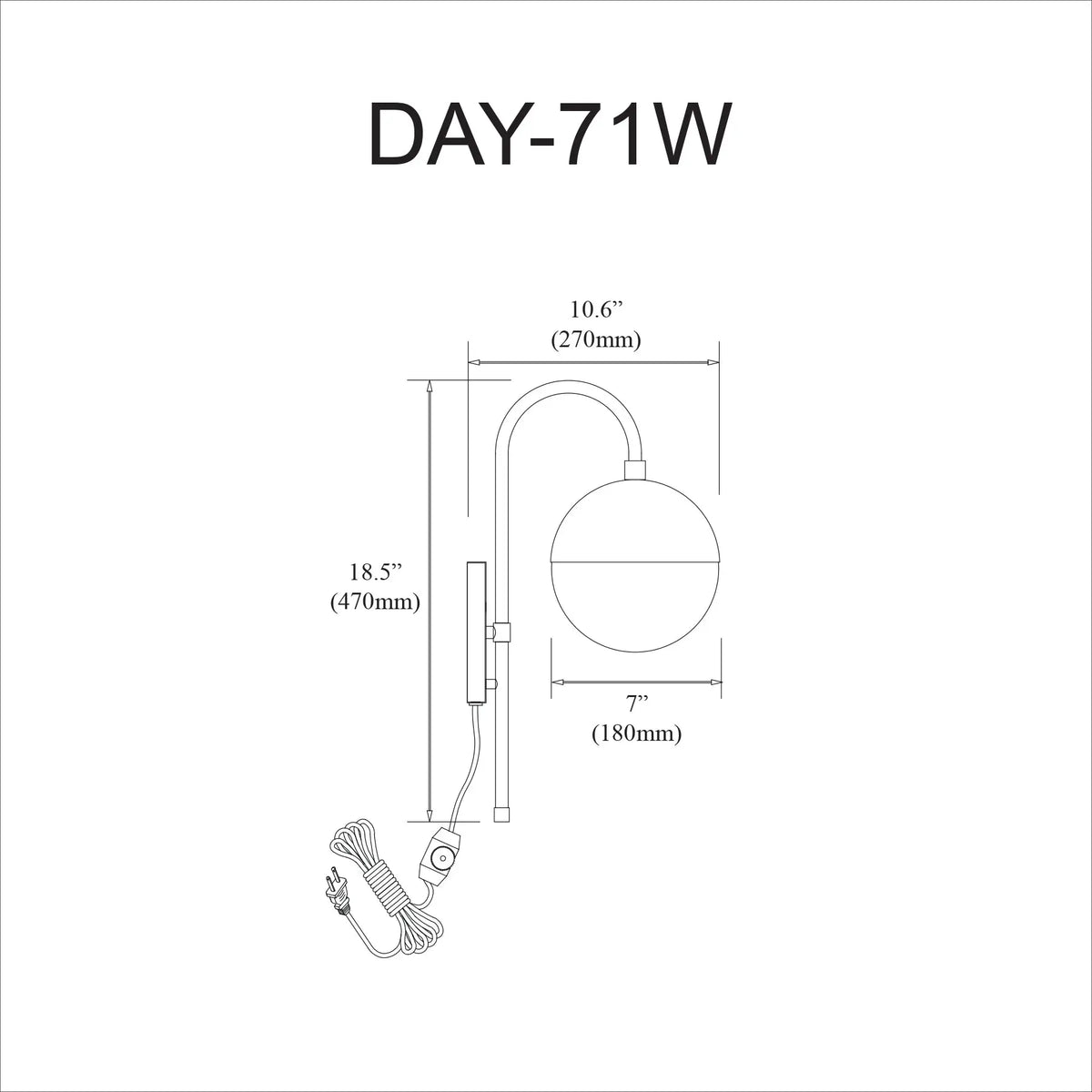 Dainolite 1 Light Halogen Sconce, Antique Brass with White Glass, Hardwire and Plug-In