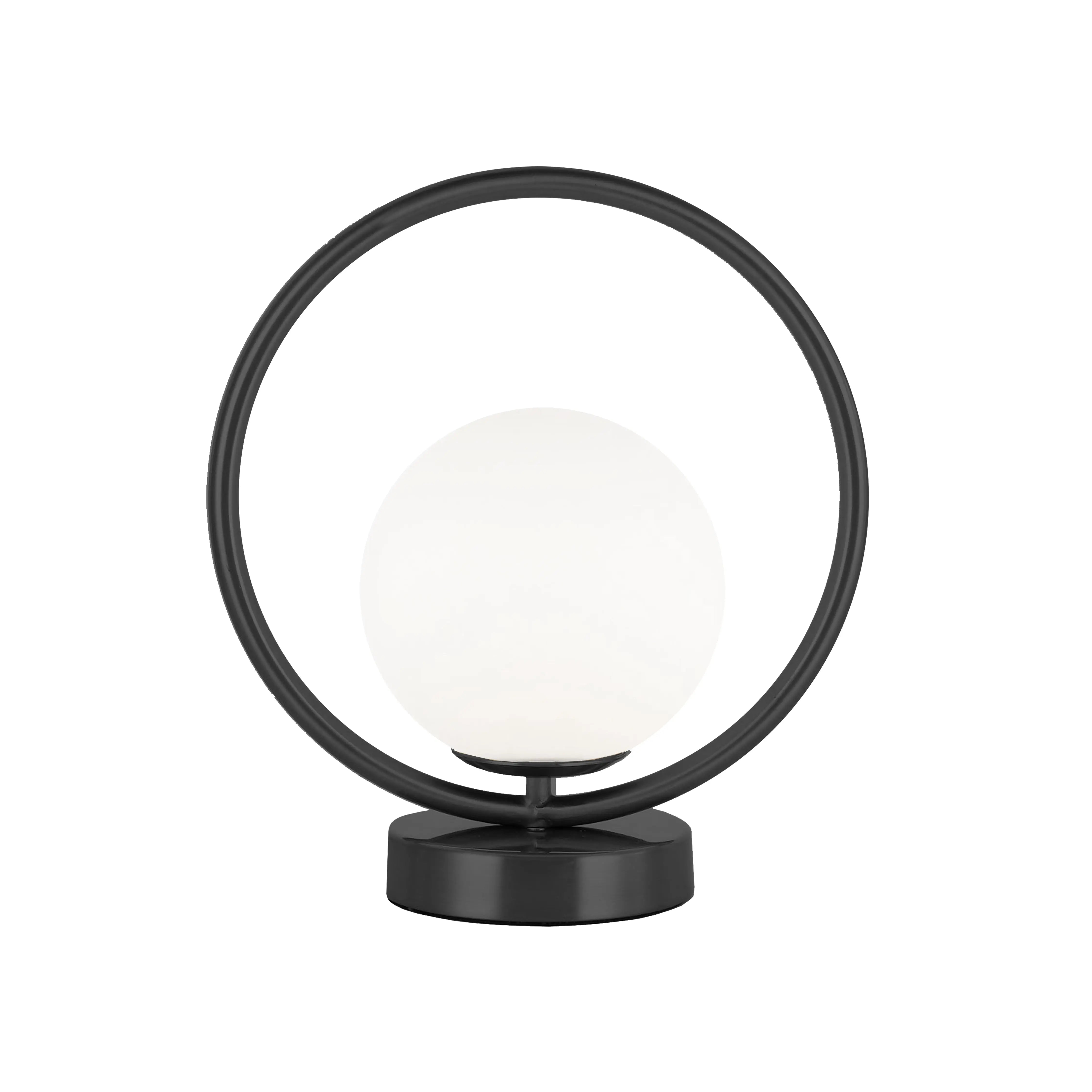 Dainolite 1 Light Halogen Table Lamp, Matte Black with White Opal Glass