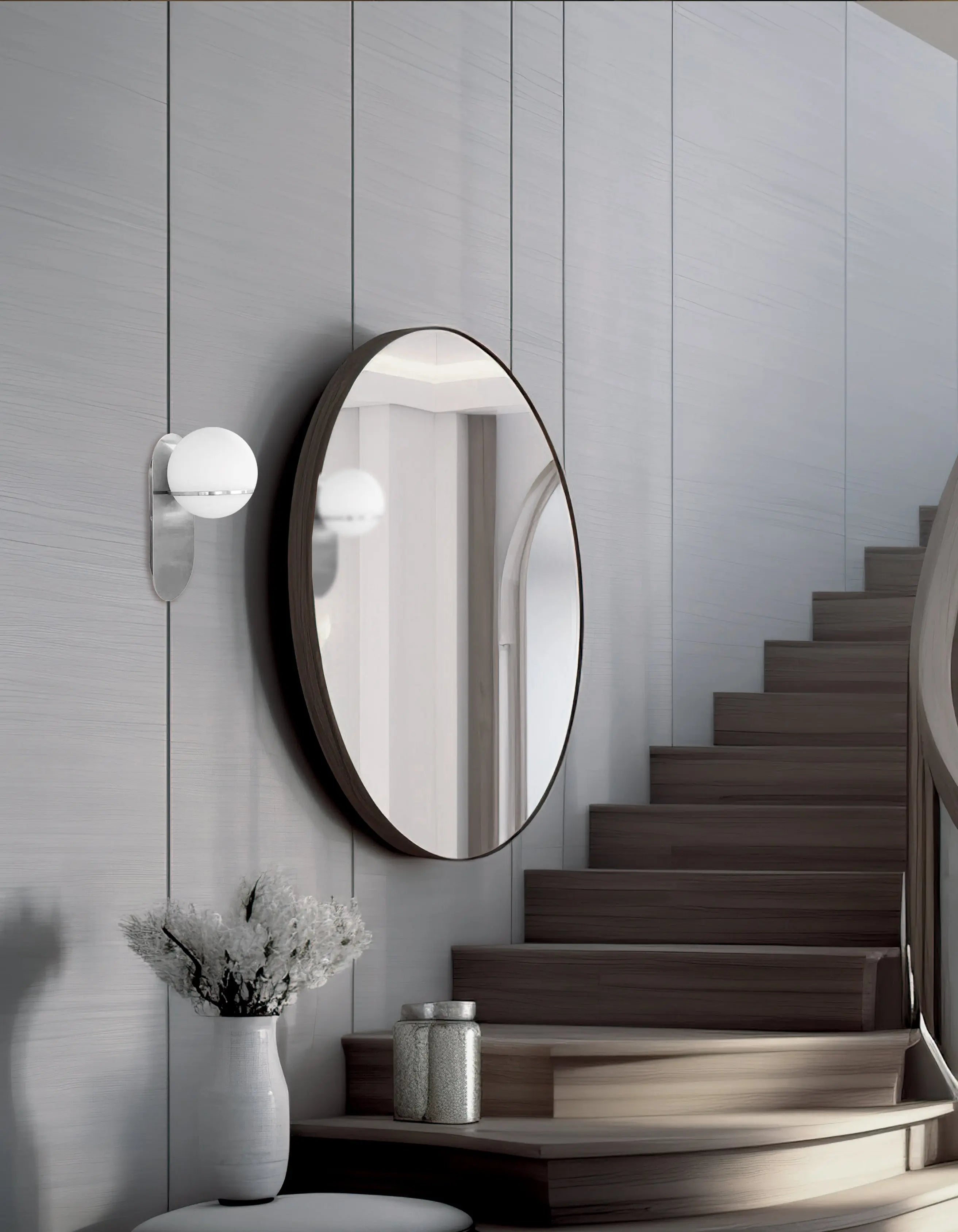 Dainolite 1 Light Halogen Wall Satin Chrome Polished Chrome with White Glass