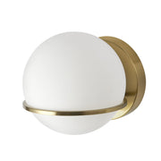 Dainolite 1 Light Halogen Wall Sconce, Aged Brass with White Opal Glass
