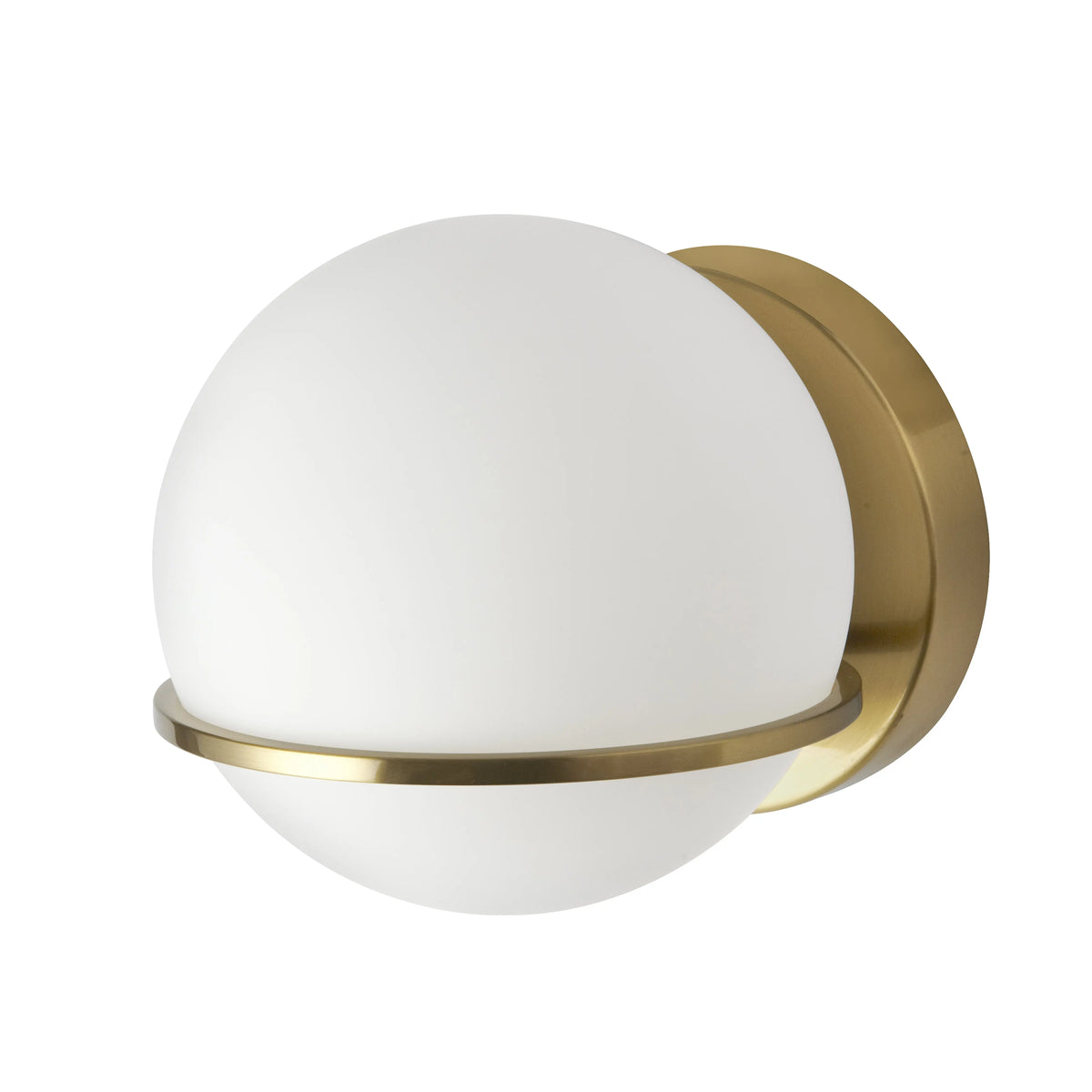 Dainolite 1 Light Halogen Wall Sconce, Aged Brass with White Opal Glass