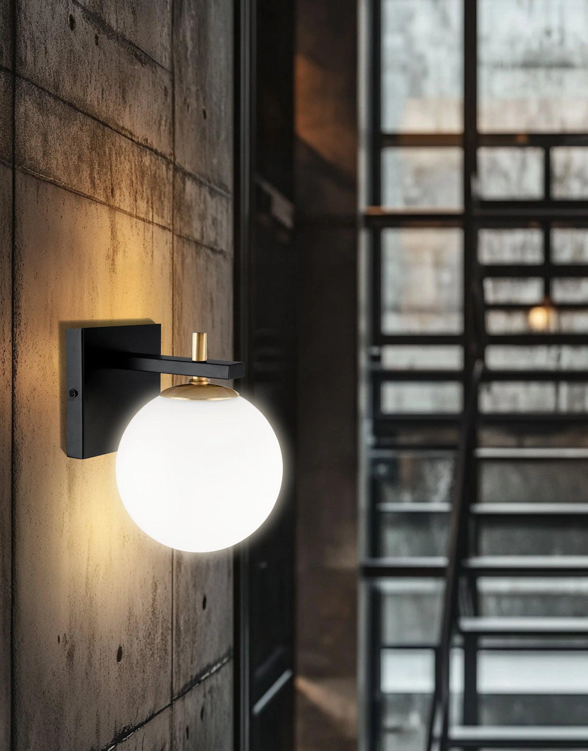 Dainolite 1 Light Halogen Wall Sconce, Matte Black and Aged Brass