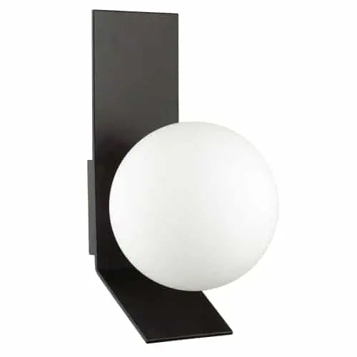 Dainolite 1 Light Halogen Wall Sconce, Matte Black w/ Opal White Glass