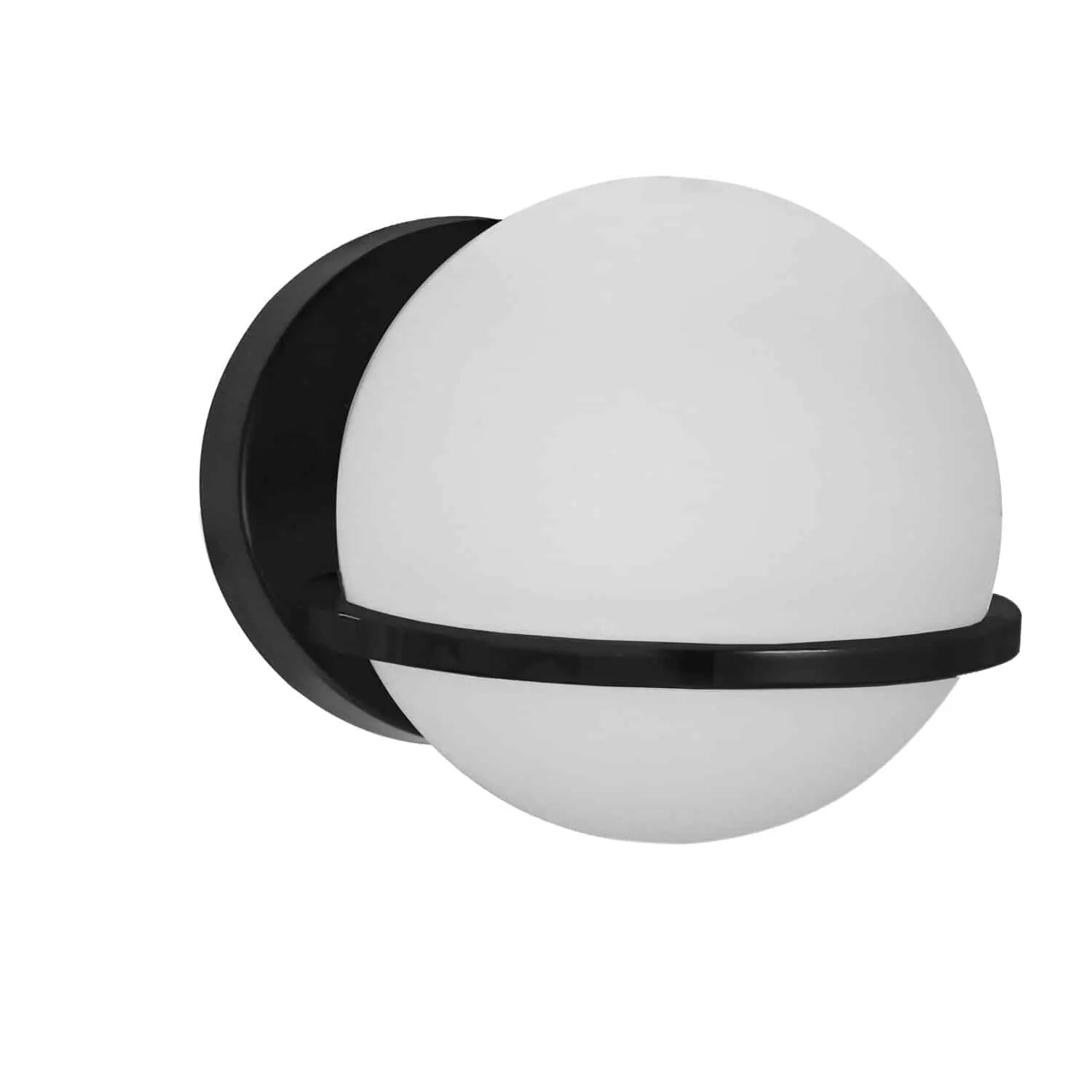 Dainolite 1 Light Halogen Wall Sconce, Matte Black with White Glass