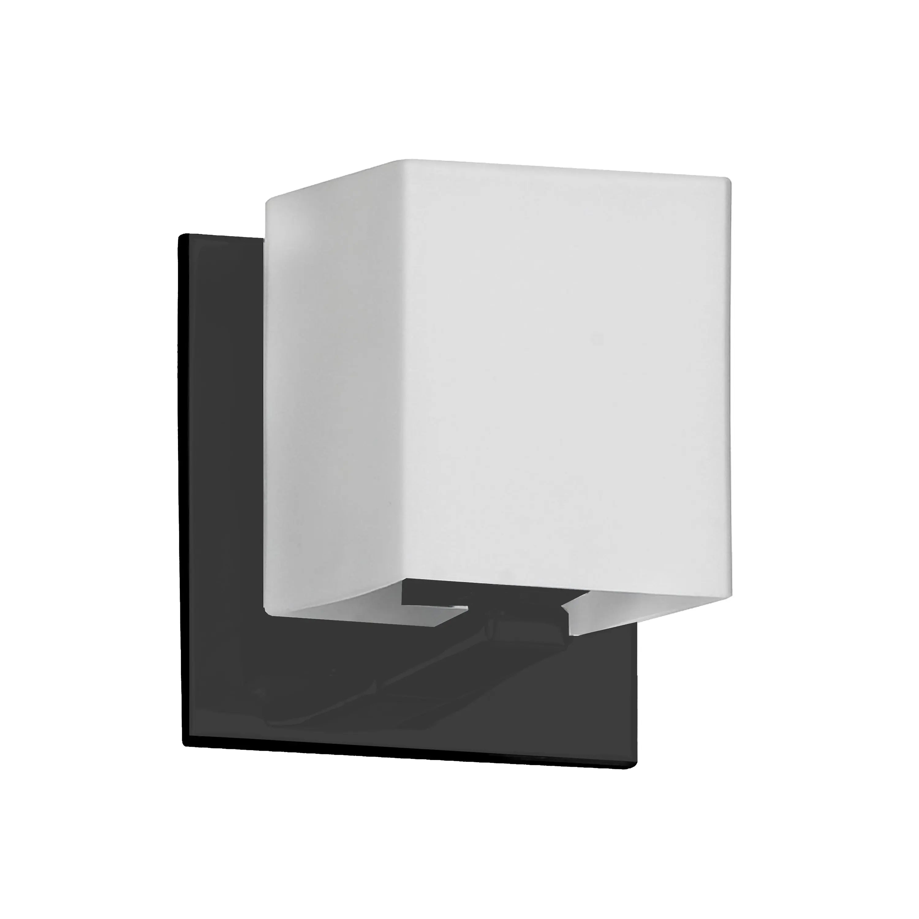 Dainolite 1 Light Halogen Wall Sconce, Matte Black with White Glass