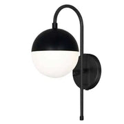 Dainolite 1 Light Halogen Wall Sconce, Matte Black with White Glass, Hardwire or Plug-In
