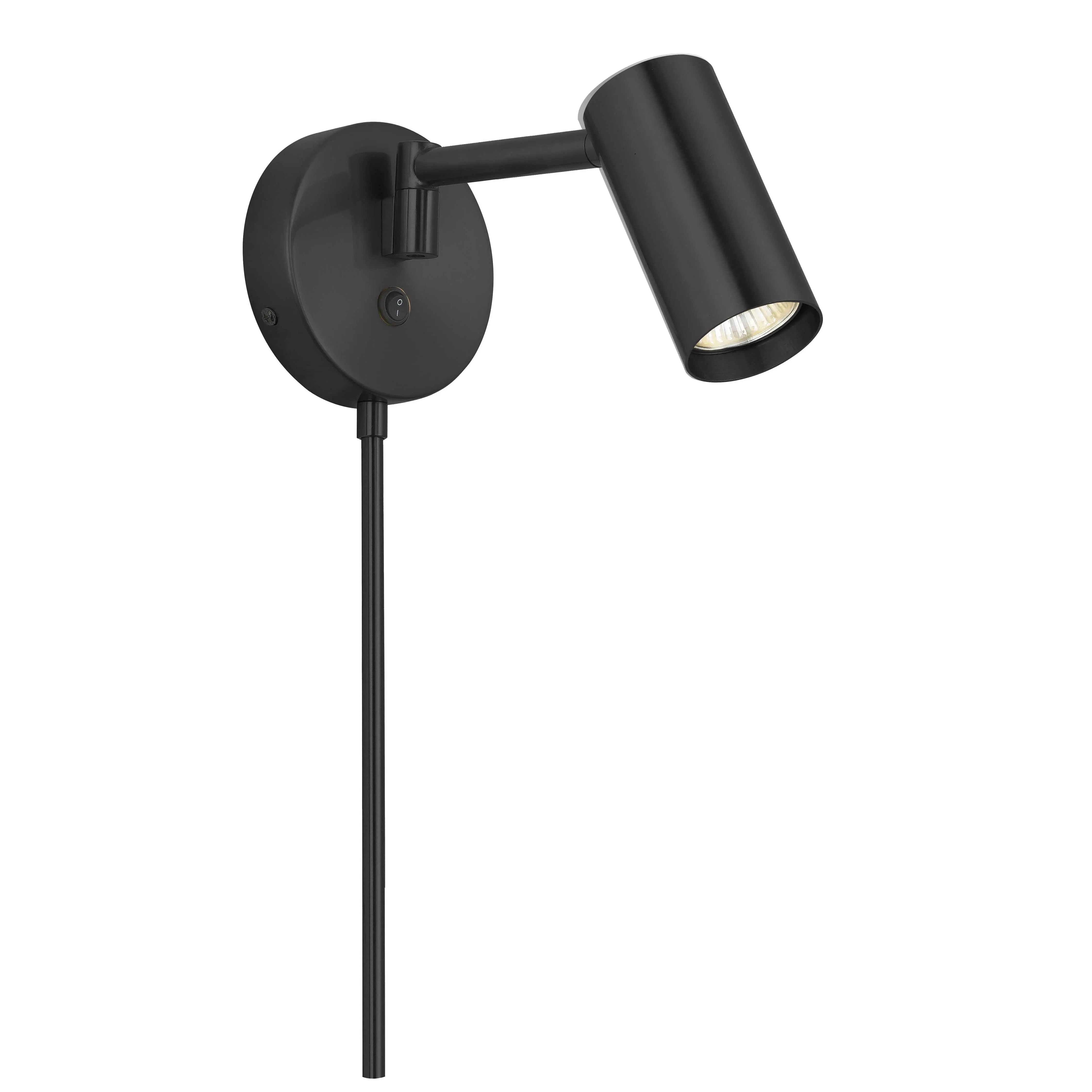 Dainolite 1 Light Halogen Wall Swing Arm Spotlight Matte Black