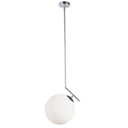 Dainolite 1 Light Incand White Glass Pendant, Polished Chrome Finish
