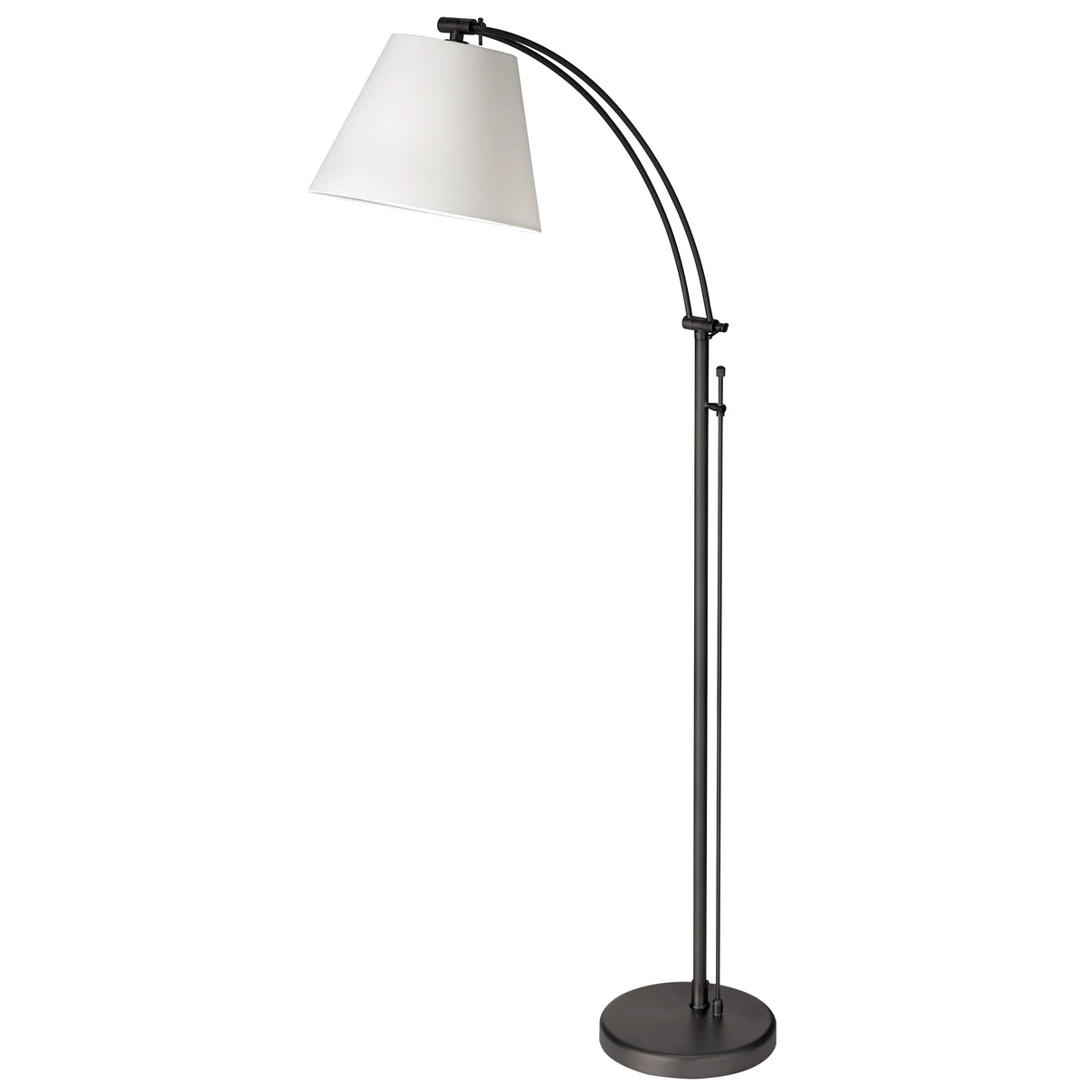 Dainolite 1 Light Incandescent Adjustable Floor Lamp, Matte Black with White Shade