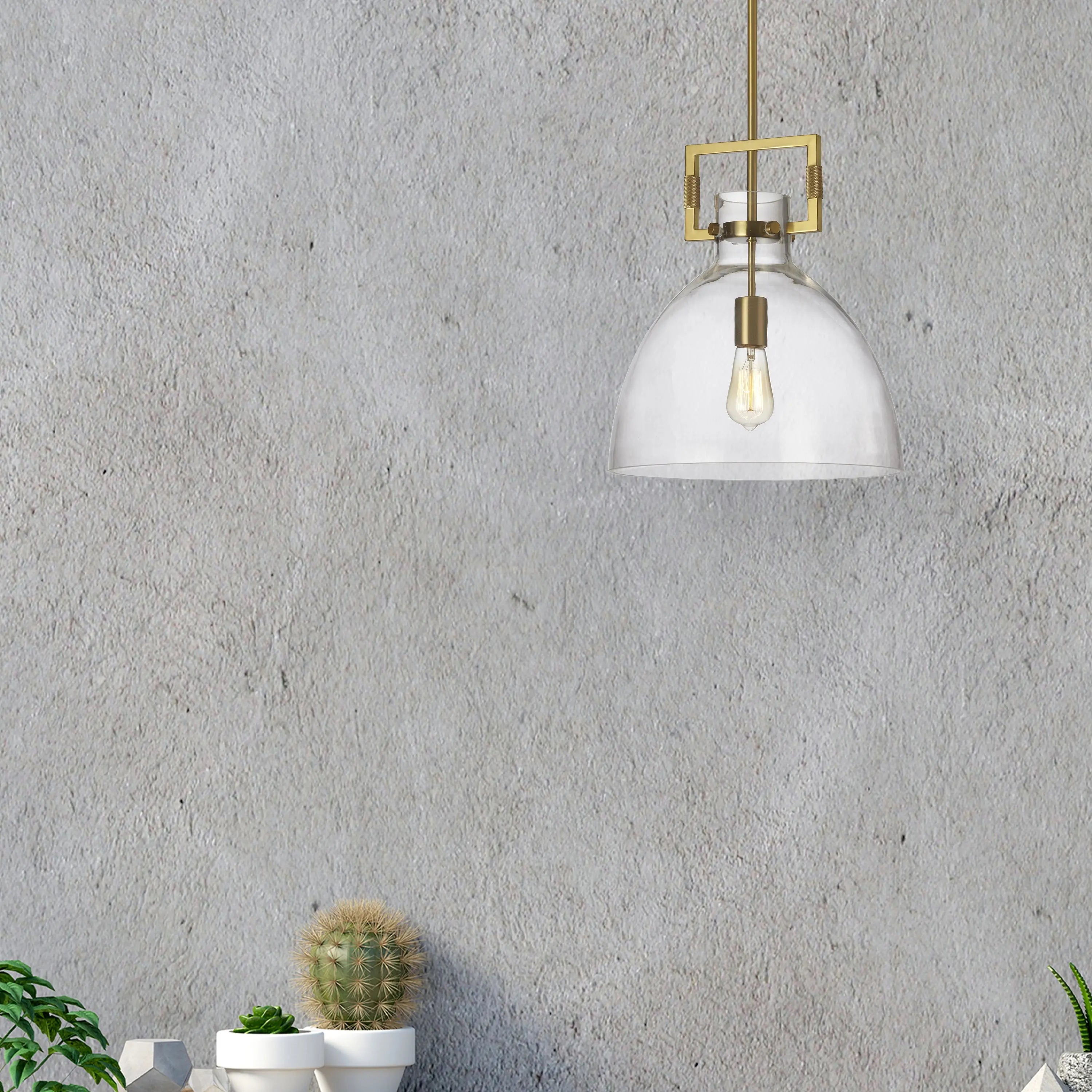 Dainolite 1 Light Incandescent Aged Brass Pendant