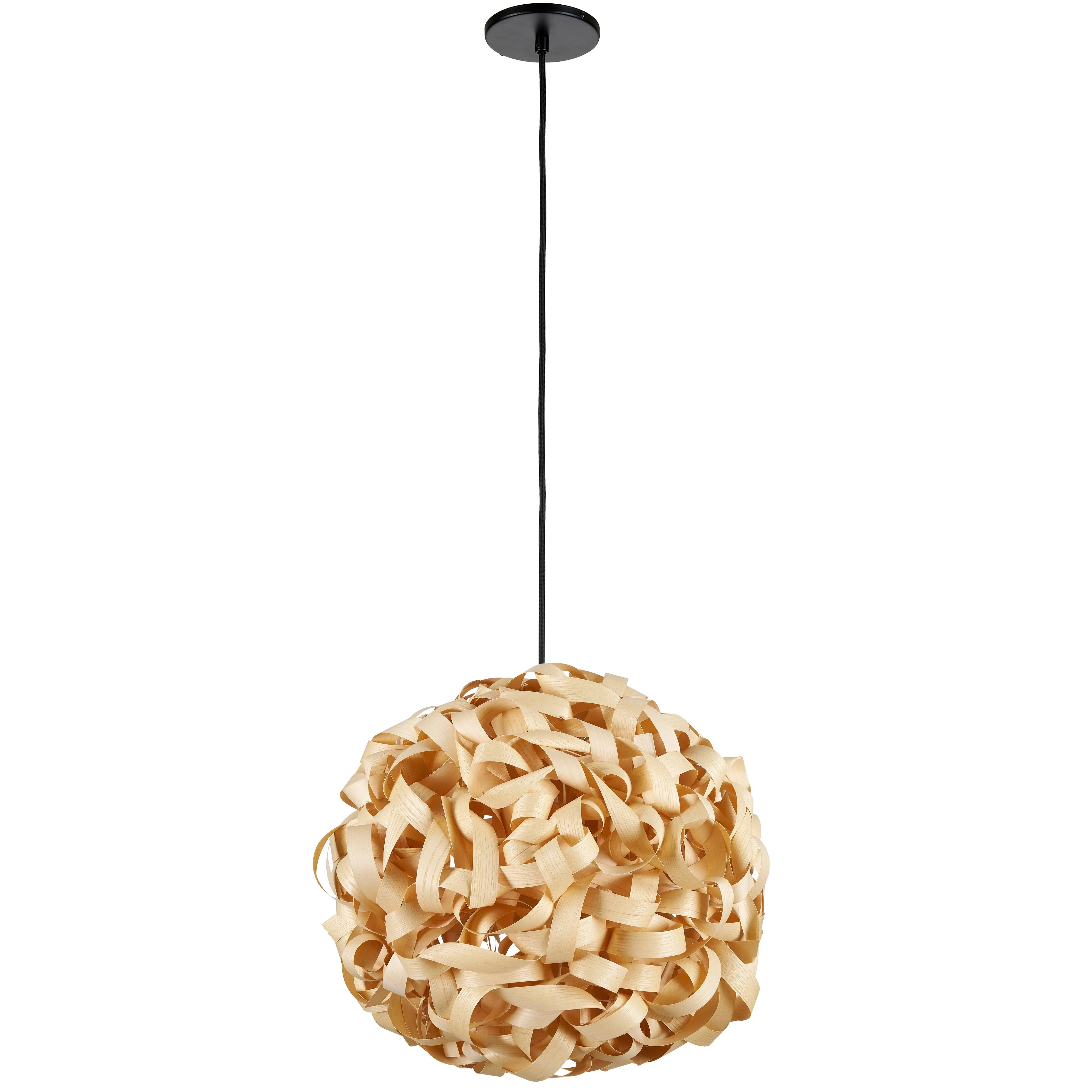 Dainolite 1 Light Incandescent Bamboo Pendant Matte Black