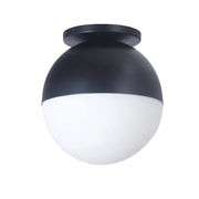 Dainolite 1 Light Incandescent Dayana Flush Mount Matte Black w/ White Glass