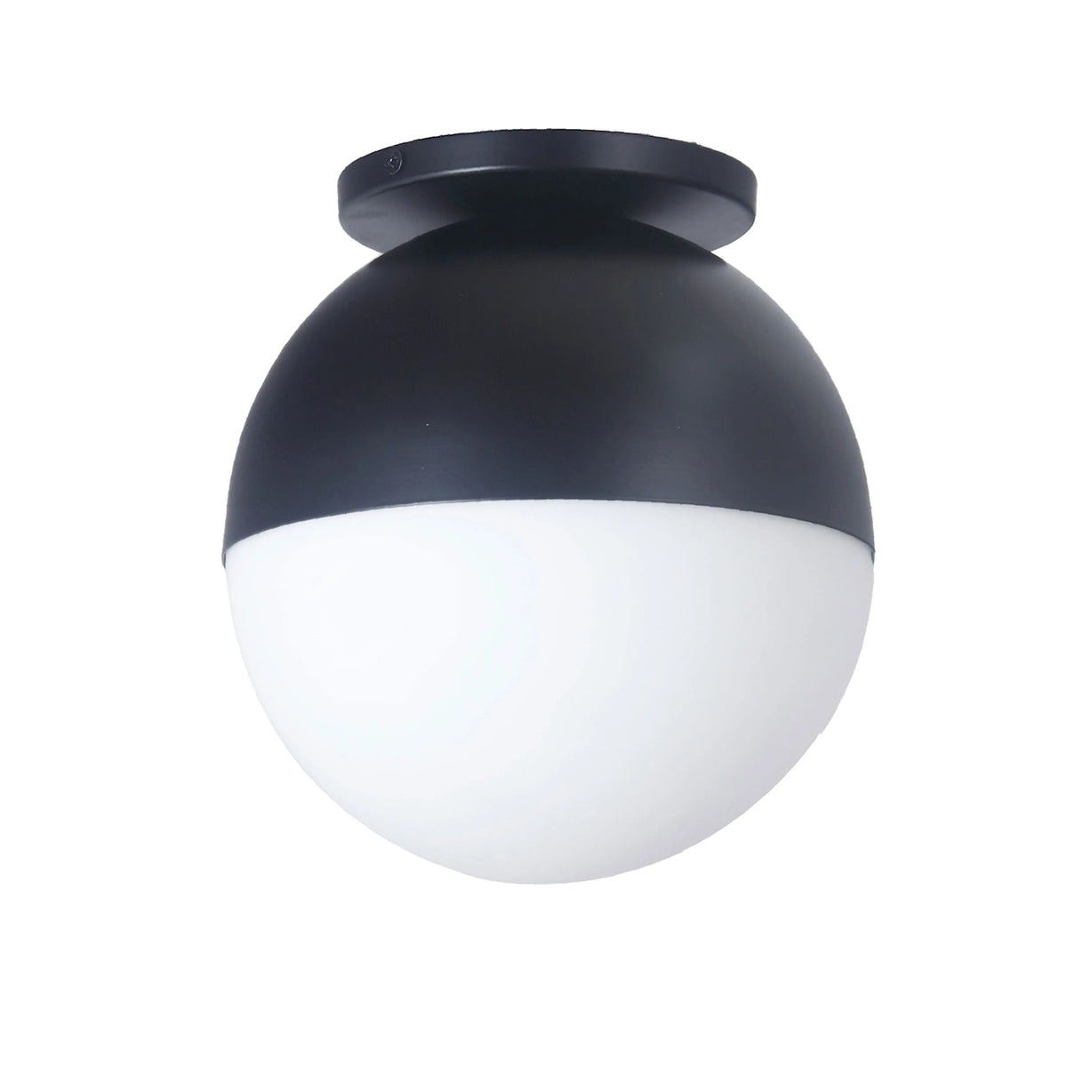 Dainolite 1 Light Incandescent Dayana Flush Mount Matte Black w/ White Glass