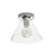 Dainolite 1 Light Incandescent Flush Mount, Satin Chrome with Clear Glass