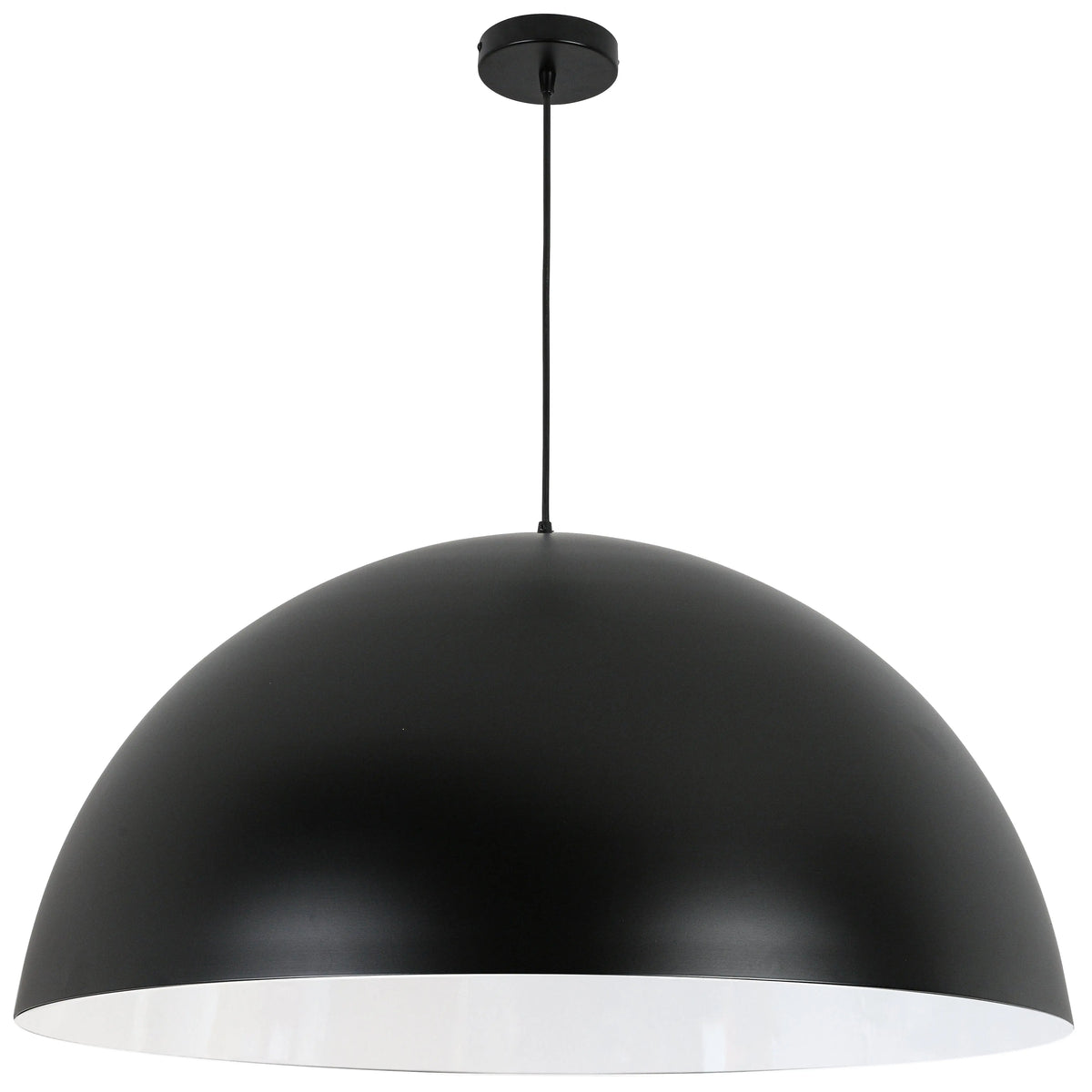 Dainolite 1 Light Incandescent Large Dome Pendant, Matte Black