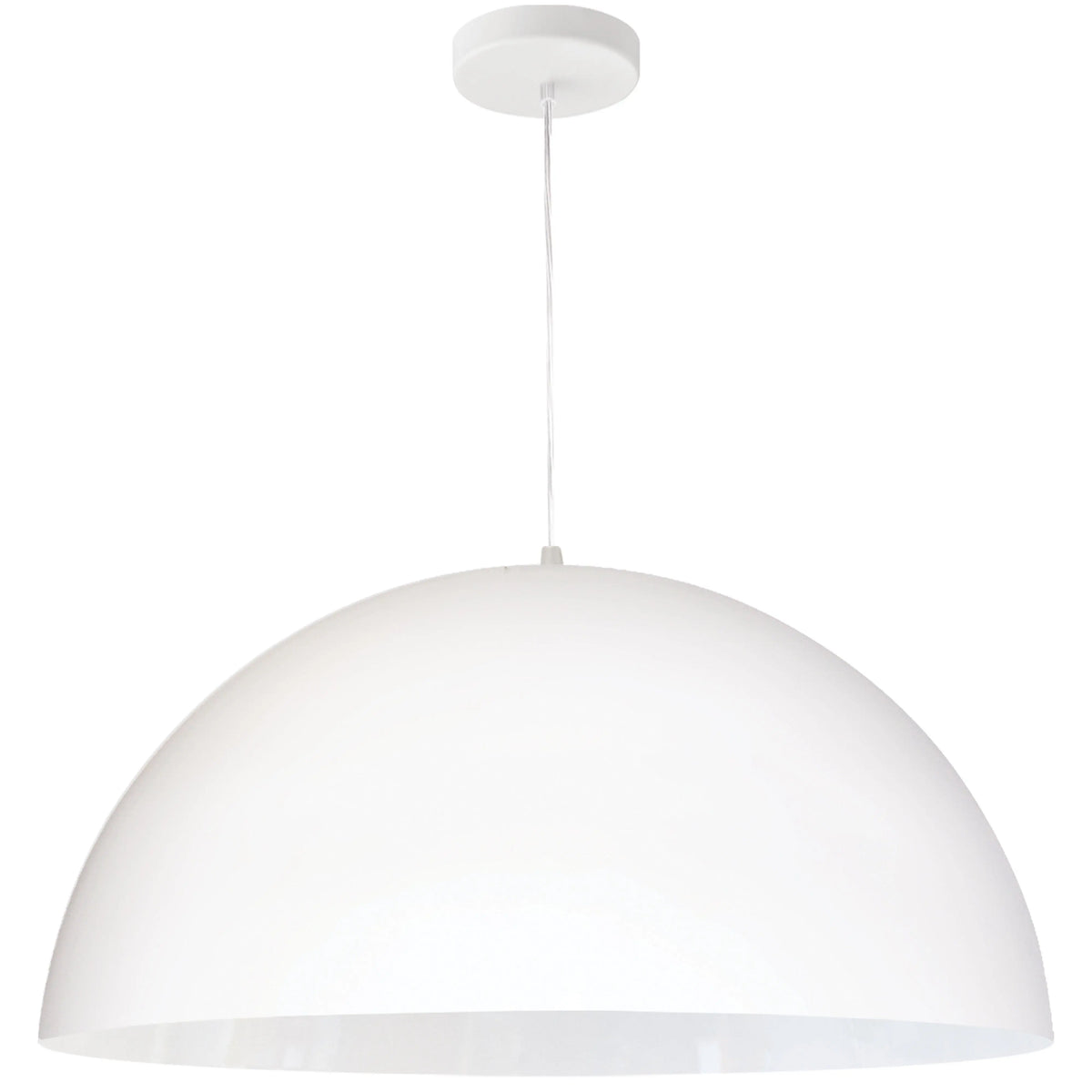 Dainolite 1 Light Incandescent Large Dome Pendant, Matte White