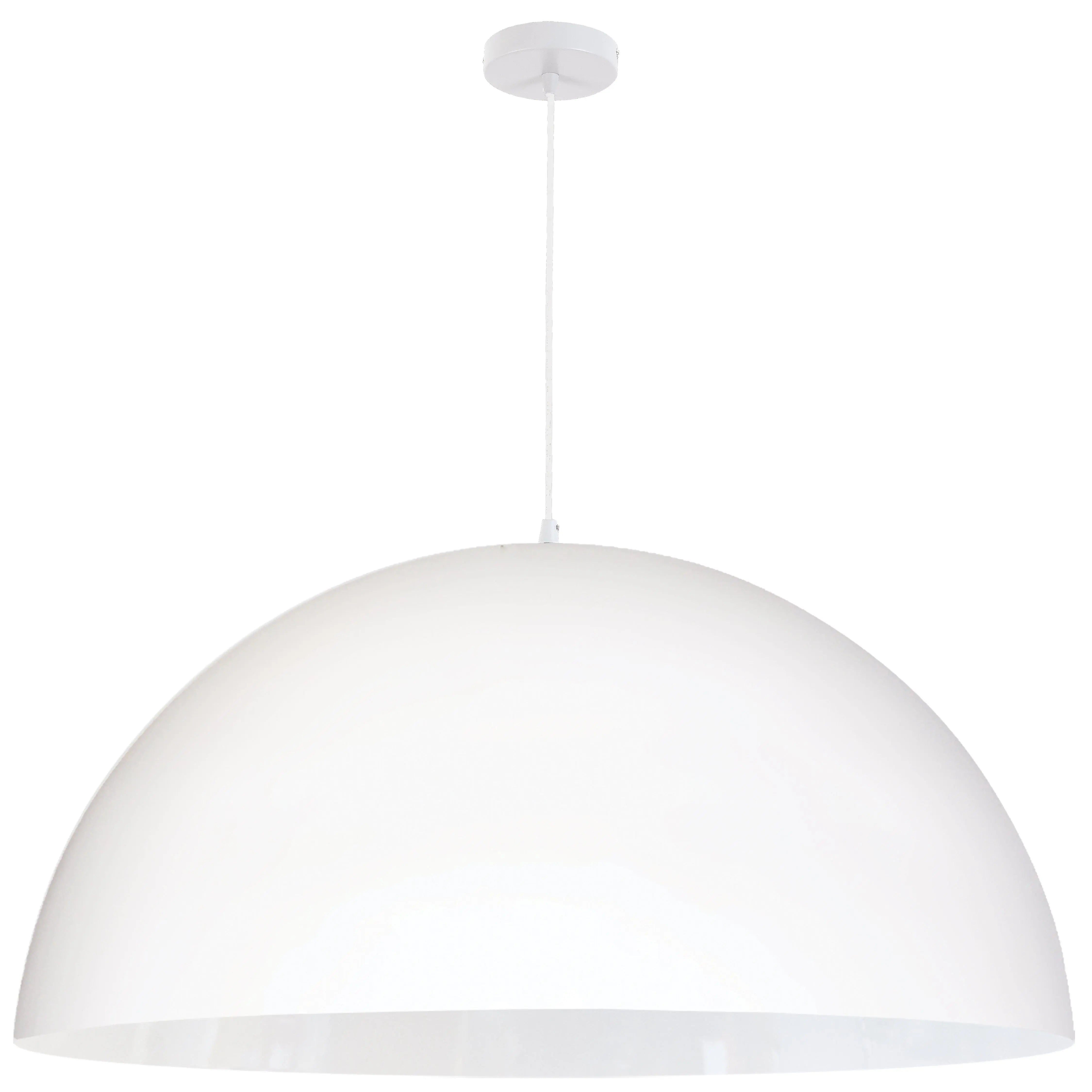 Dainolite 1 Light Incandescent Large Dome Pendant, Matte White