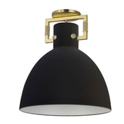 Dainolite 1 Light Incandescent Liberty Semi-Flush Mount Matte Black w/ a Matte Black Shade