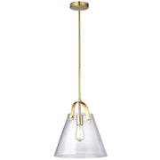 Dainolite 1 Light Incandescent Pendant Aged Brass Finish with Clear Glass