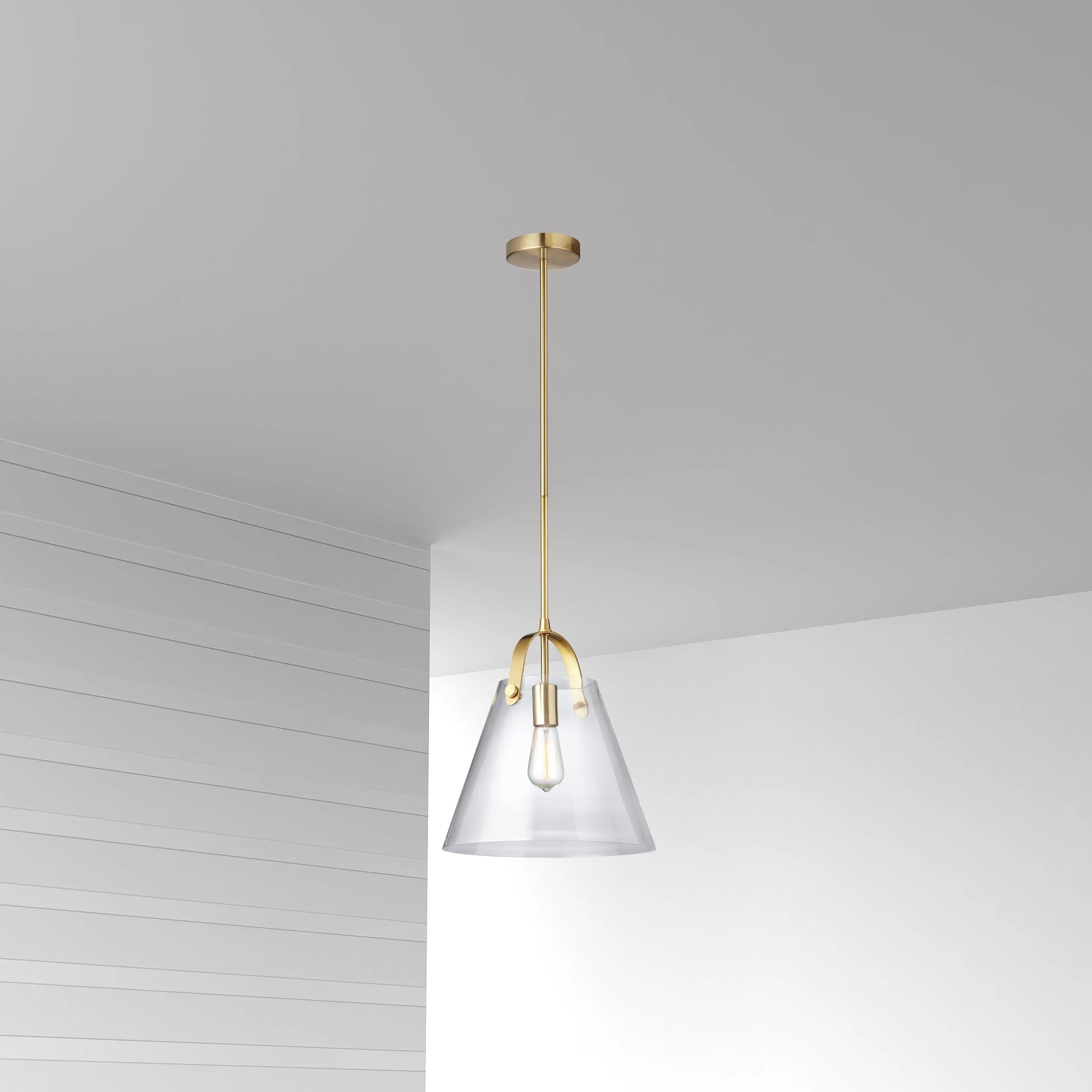 Dainolite 1 Light Incandescent Pendant Aged Brass Finish with Clear Glass