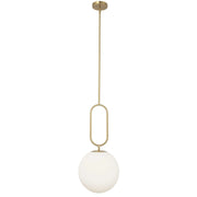 Dainolite 1 Light Incandescent Pendant Aged Brass with Opal Glass