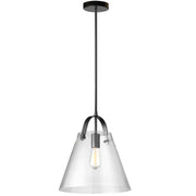 Dainolite 1 Light Incandescent Pendant Matte Black Finish with Clear Glass