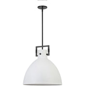 Dainolite 1 Light Incandescent Pendant Matte Black with Matte White Metal Shade