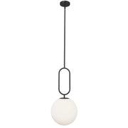 Dainolite 1 Light Incandescent Pendant Matte Black with Opal Glass