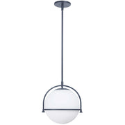 Dainolite 1 Light Incandescent Pendant Matte Black with White Opal Glass