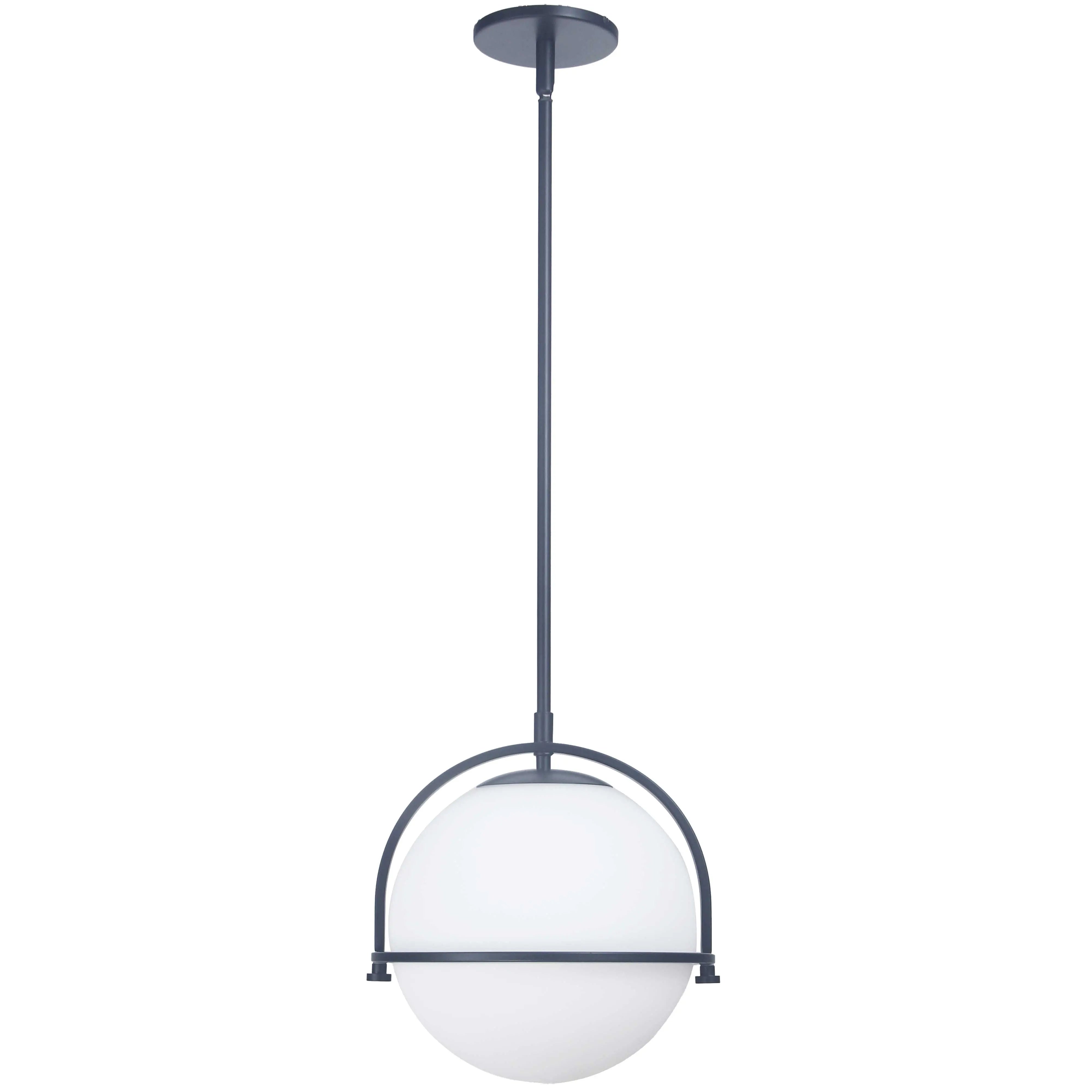 Dainolite 1 Light Incandescent Pendant Matte Black with White Opal Glass