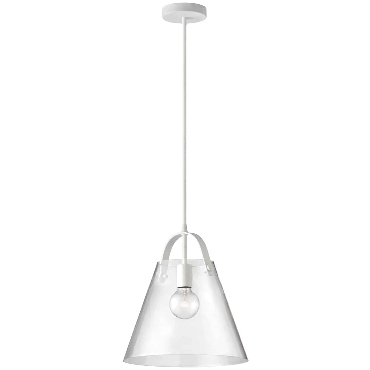 Dainolite 1 Light Incandescent Pendant Matte White Finish with Clear Glass