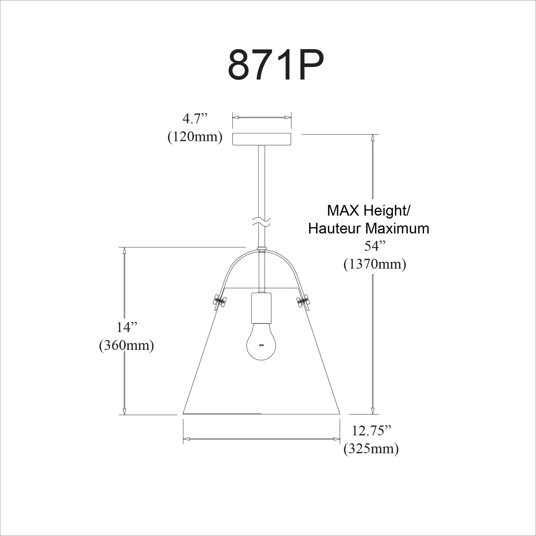 Dainolite 1 Light Incandescent Pendant Matte White Finish with Clear Glass