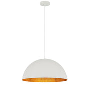 Dainolite 1 Light Incandescent Pendant Matte White with Gold Trim