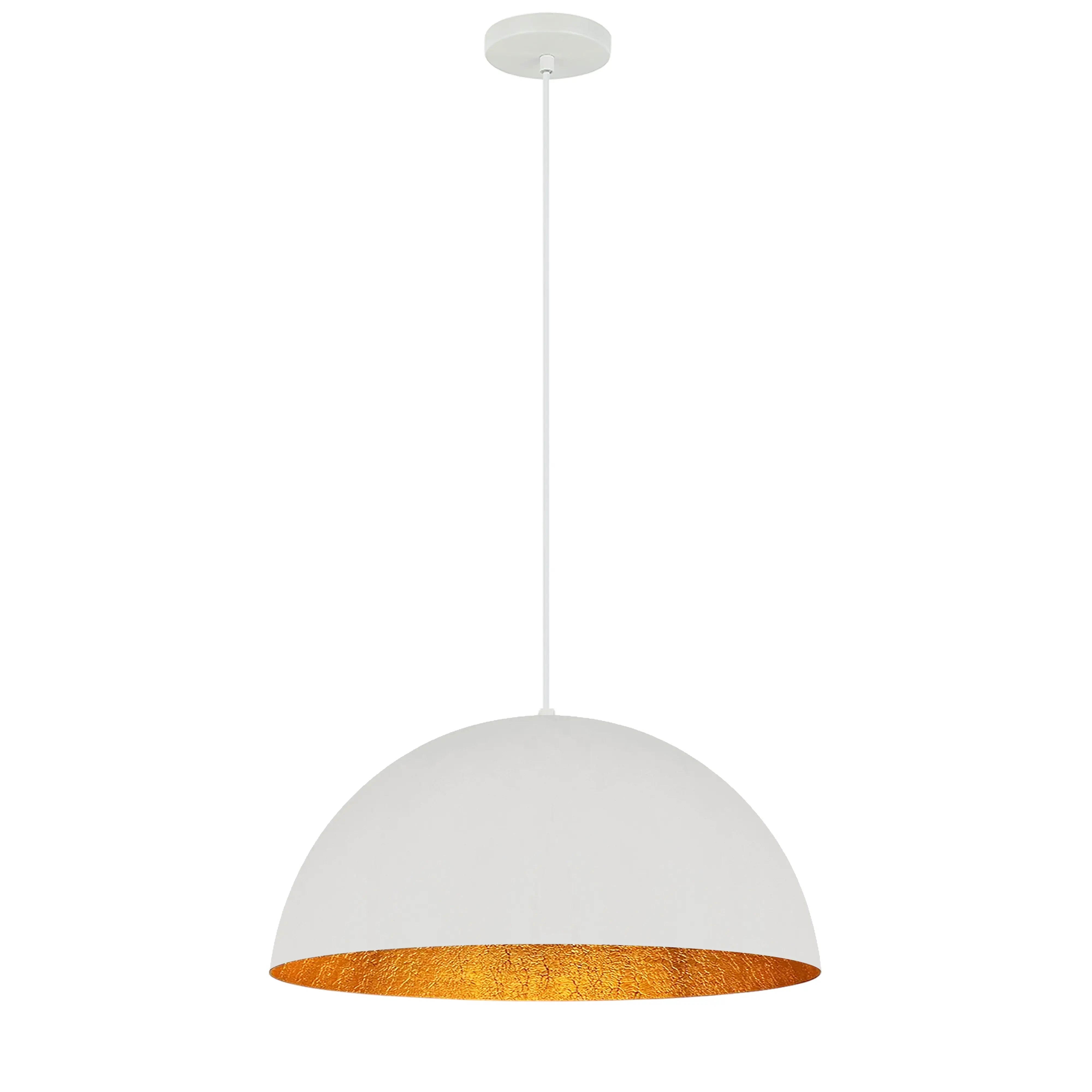 Dainolite 1 Light Incandescent Pendant Matte White with Gold Trim