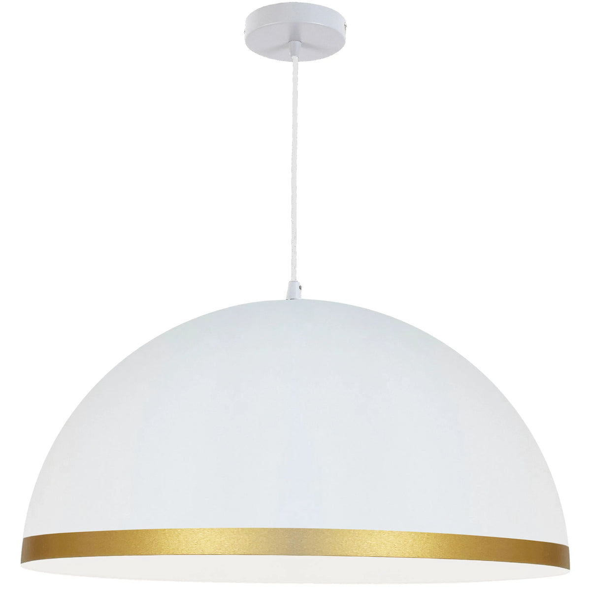 Dainolite 1 Light Incandescent Pendant Matte White with Gold Trim