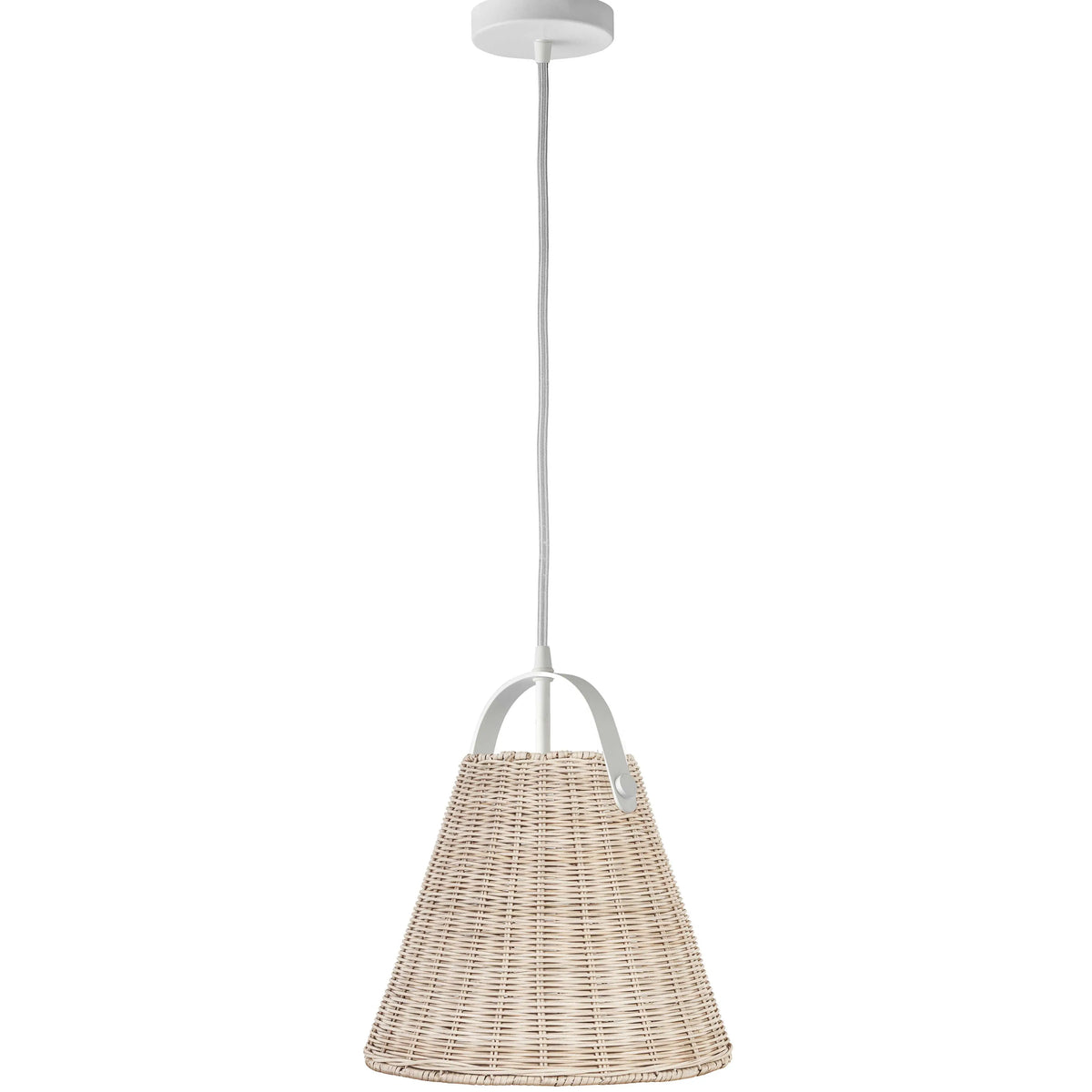 Dainolite 1 Light Incandescent Pendant Matte White with Wicker Shade