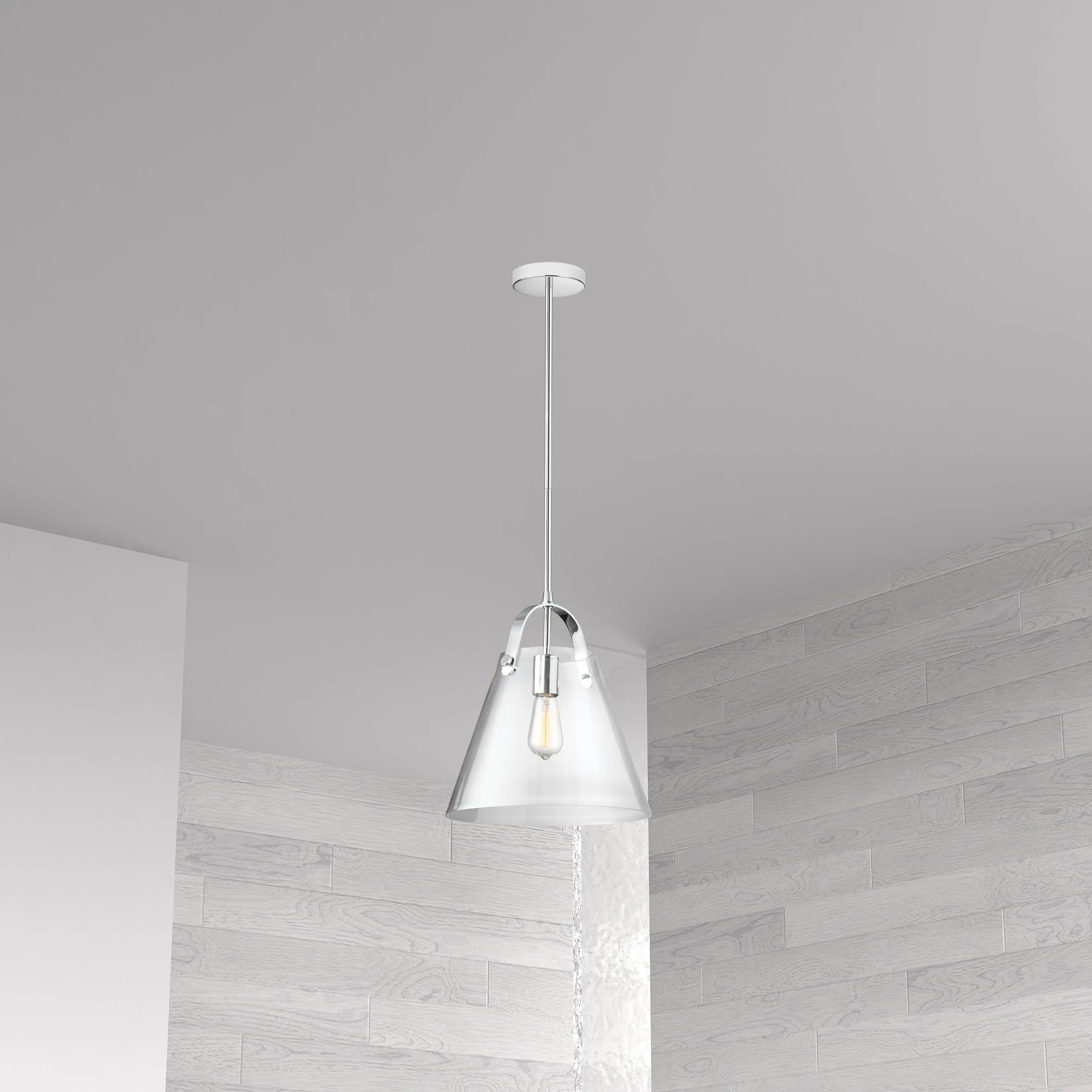Dainolite 1 Light Incandescent Pendant Polished Chrome Finish with Clear Glass