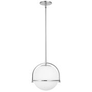 Dainolite 1 Light Incandescent Pendant Polished Chrome with White Opal Glass