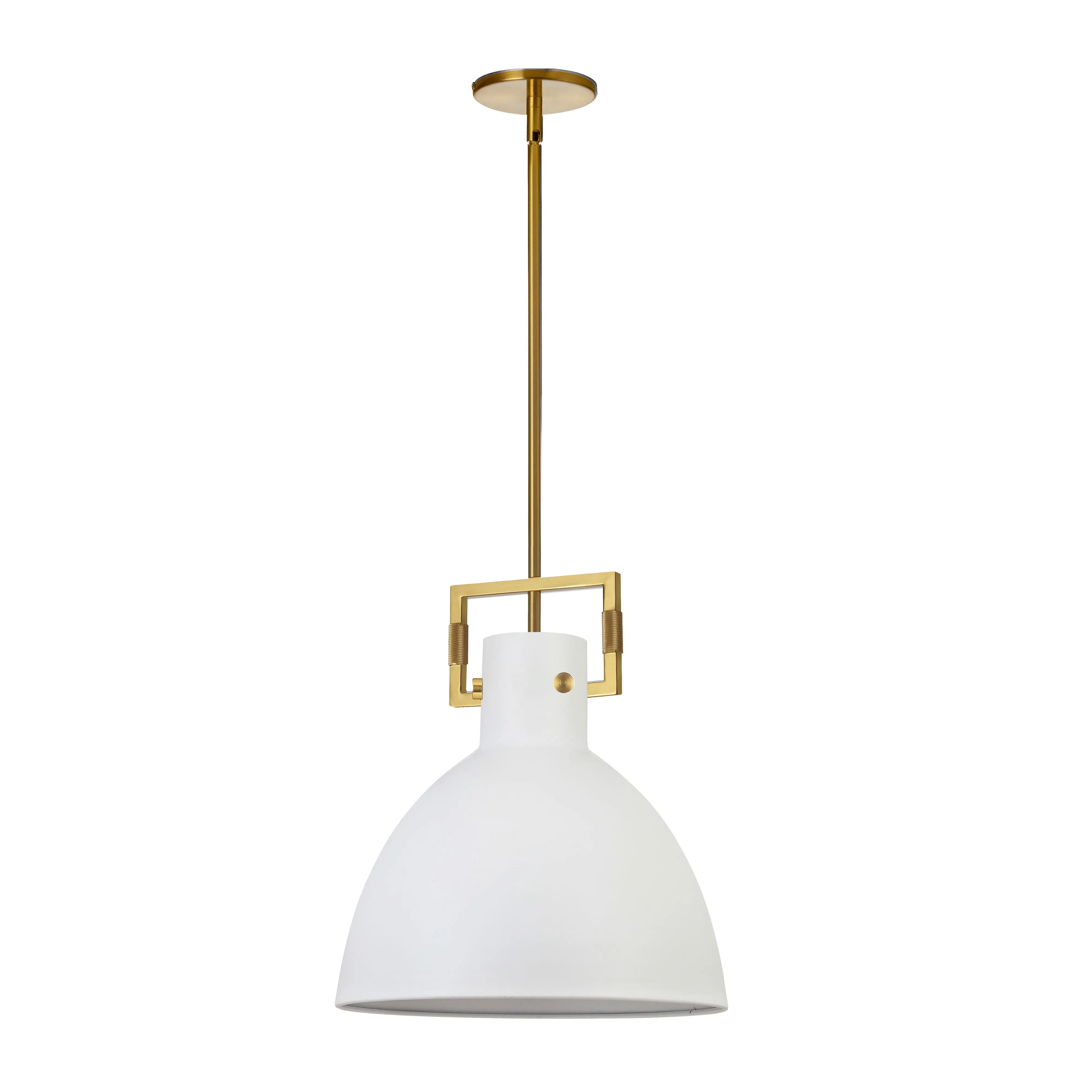 Dainolite 1 Light Incandescent Pendant, Aged Brass w/ MW Metal Shade
