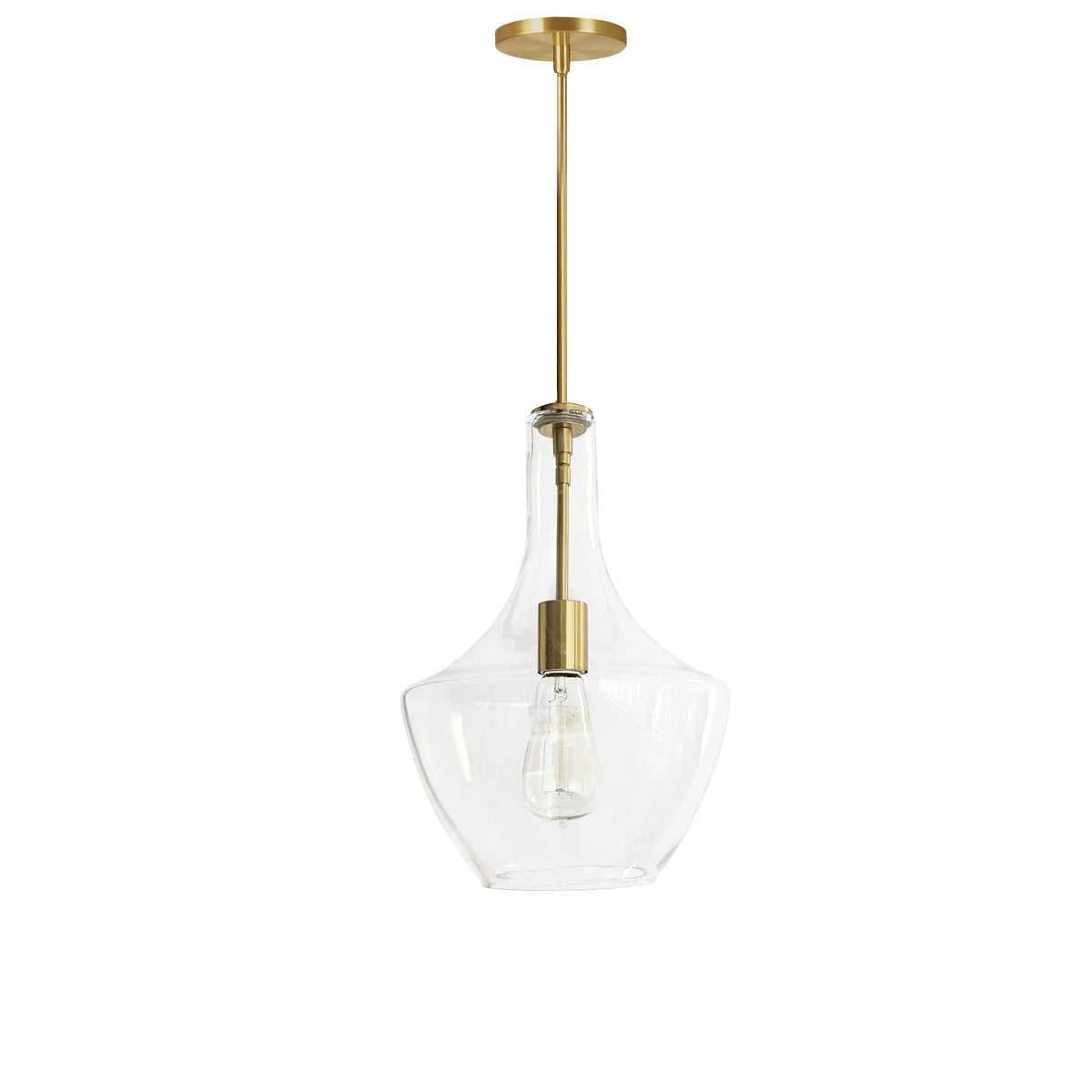 Dainolite 1 Light Incandescent Pendant, Aged Brass with Clear Glass