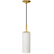 Dainolite 1 Light Incandescent Pendant, Aged Brass with White Glass