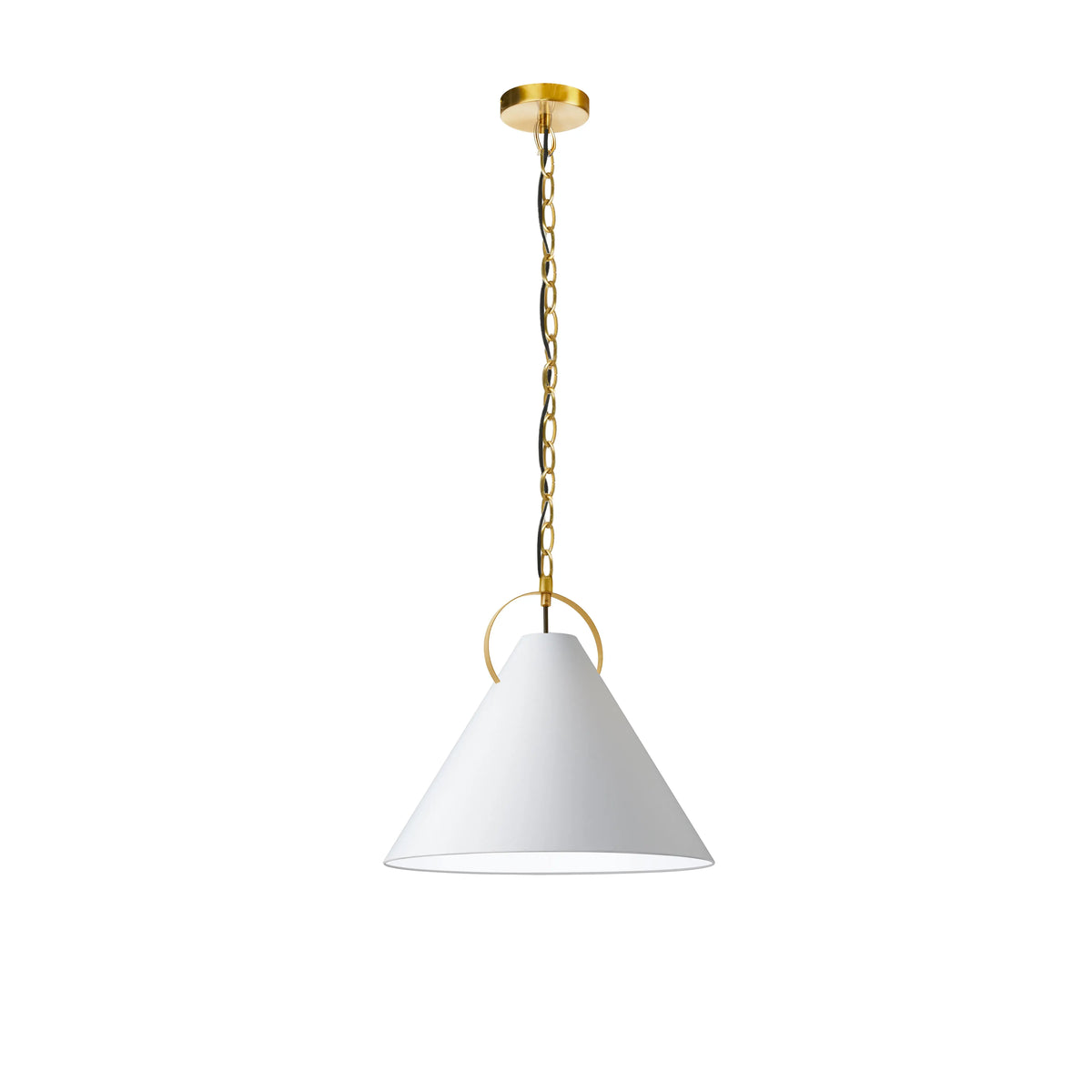 Dainolite 1 Light Incandescent Pendant, Aged Brass with White Shade