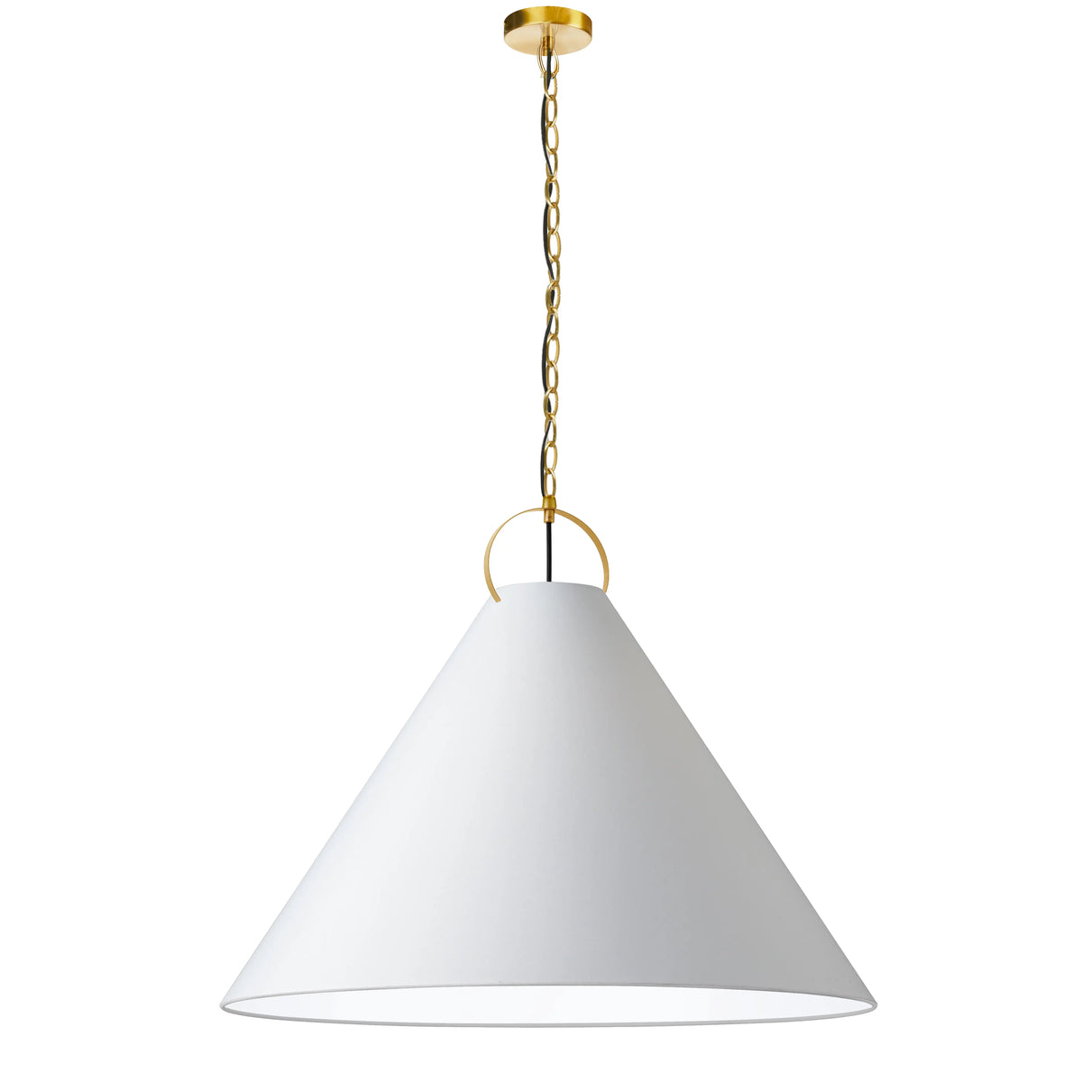 Dainolite 1 Light Incandescent Pendant, Aged Brass with White Shade