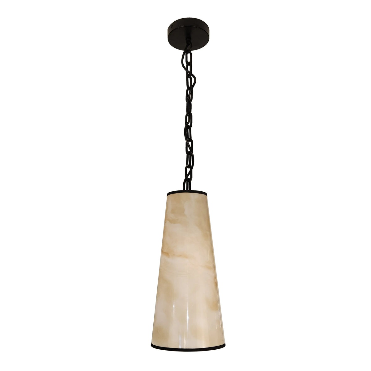 Dainolite 1 Light Incandescent Pendant, Matte Black w/Marble Alabaster Shade