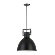 Dainolite 1 Light Incandescent Pendant, Matte Black w/ Matte Black Metal Shade