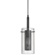 Dainolite 1 Light Incandescent Pendant, Matte Black with Clear Glass
